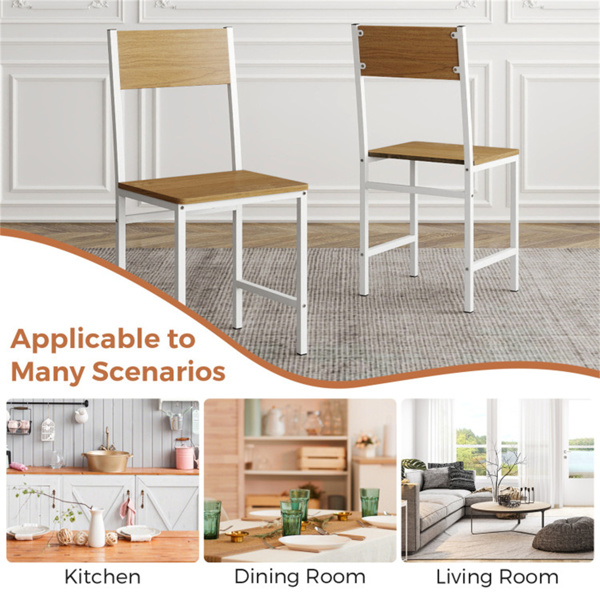 4把工业餐椅，330LBS容量金属框架厨房边椅，天然  -5