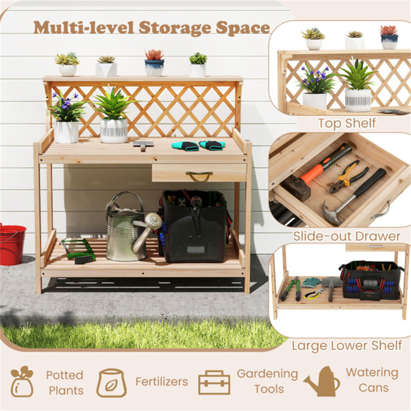 24英寸人体工程学高度园艺桌，176磅桌面容量植物展示架-9