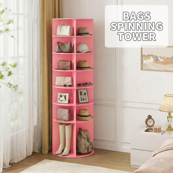 7 层 可360° 旋转 木塑板 60*60*184cm 鞋架 粉色-13