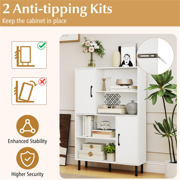 4层2门开放式货架储物柜，入口和客厅总容量为176磅​-白色-7