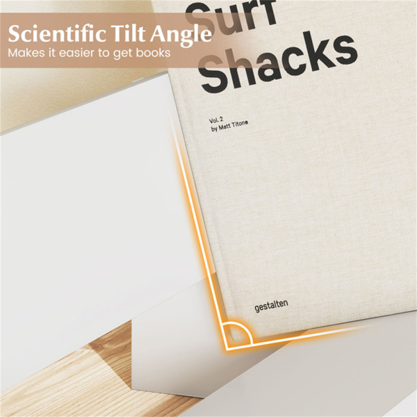 台式书架、木制倾斜书架、杂志小型台式书架收纳器-8