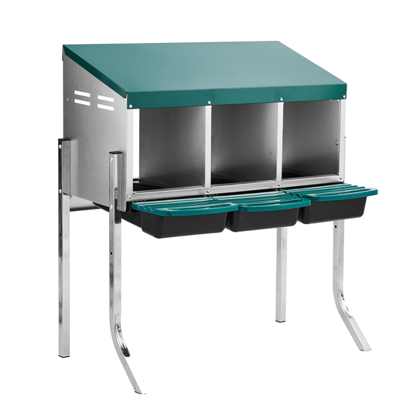 3隔间 88*52*79cm 斜顶房屋 绿色 带底脚 铁+塑料 喂食用品-1