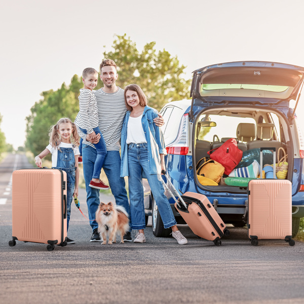 非TSA海关锁三合一 PP拉杆箱 20in 24in 28in PP 粉色-17