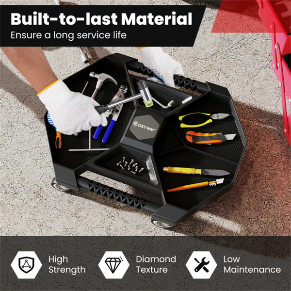 滚动工具爬行器PP PVC储物盒，带360°旋转脚轮，30LBS容量-10