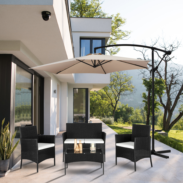 【替换47369505】2pcs单人沙发和1pc双人沙发和1pc茶几 扶手满编 黑色四线藤 座垫真空包装 编藤四件套-52