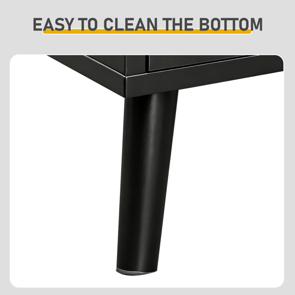 2门阳光板高脚内部4层带USB灯带24键可调节 鞋柜 刨花板 + 阳光板 68*40*83.5 cm 黑色-9