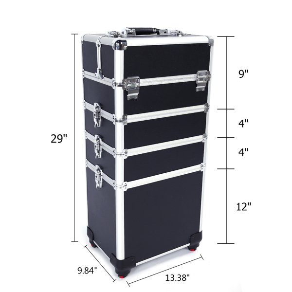 【SM】四合一铝合金拉杆化妆箱纹绣箱 黑色-20