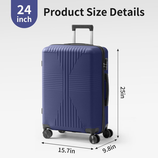 非TSA海关锁单个24寸 PP拉杆箱 24in PP 藏青色-16