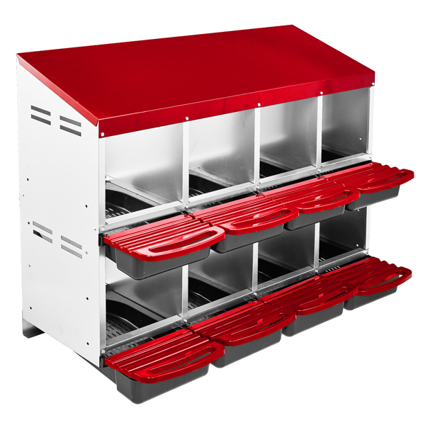 8隔间 106*52*79cm 斜顶房屋 红色 铁+塑料 喂食用品-1