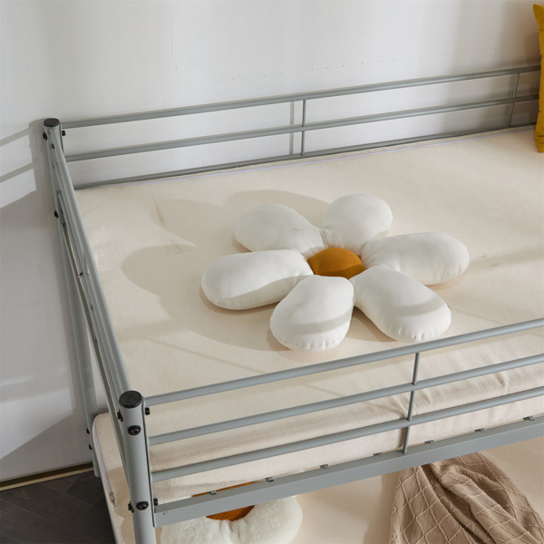 灰色 Twin 圆管双层矮床 护栏斜梯 铁床 美国-10