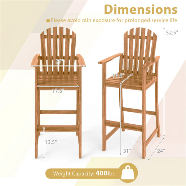 31英寸座椅高度户外酒吧凳，板条设计符合人体工程学的高椅子，适用于40英寸-43英寸的酒吧桌-3