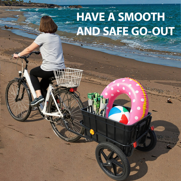 二合一自行车货运拖车/手推车，带可拆卸货箱和防水罩，黑色，带牵引杆和可拆卸把手的手推车/婴儿车，黑色--不支持self-pick up且不支持指定仓库发货-22