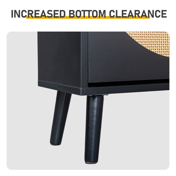 藤面1抽2翻斗 鞋柜 刨花板 54*24*110cm 黑色-8