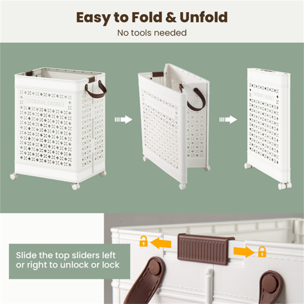 20加仑可折叠洗衣篮，带迷你吊篮，PP中空设计，带轮子-4