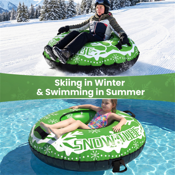 600D防水牛津布雪橇，加固手柄，成人儿童可拆卸牵引带-绿色-9