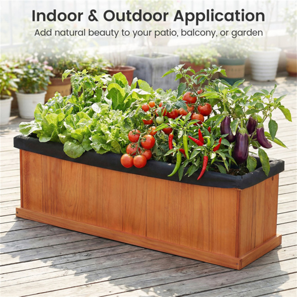 可拆卸的底部花园床，防护涂层松树花盆，用于草药、花卉和蔬菜 40" x 12.5" x 12"(L-8