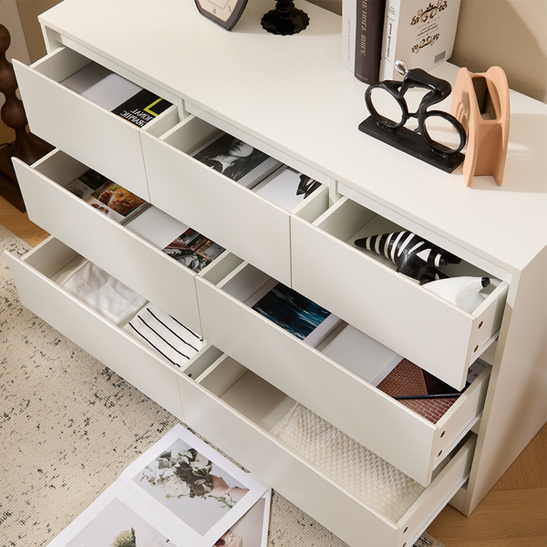 白色  P2刨花板  120*40*80cm  三层七抽 抽屉柜 现代 1pcs-11