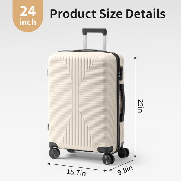 非TSA海关锁单个24寸 PP拉杆箱 24in PP 米白色-16