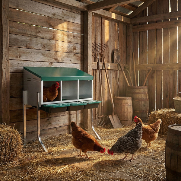 3隔间 88*52*79cm 斜顶房屋 绿色 带底脚 铁+塑料 喂食用品-8