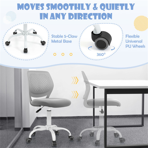 符合人体工程学的儿童办公椅，16.5英寸-21英寸高度可调网眼学习椅 灰色-6