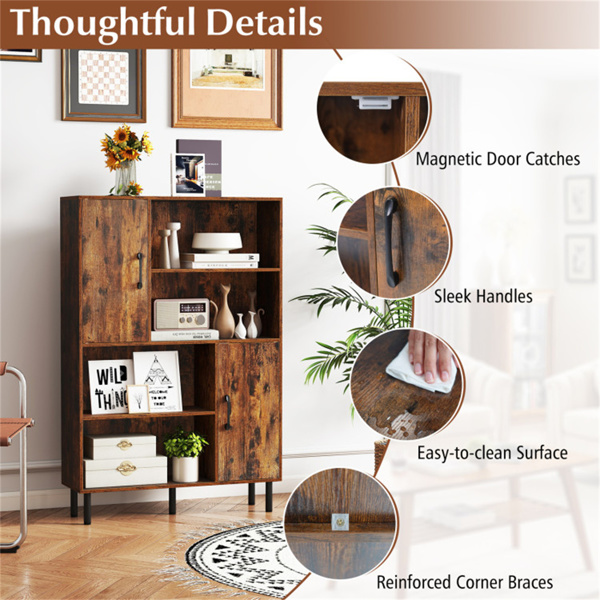 4层2门开放式货架储物柜，入口和客厅总容量为176磅​-棕色-9