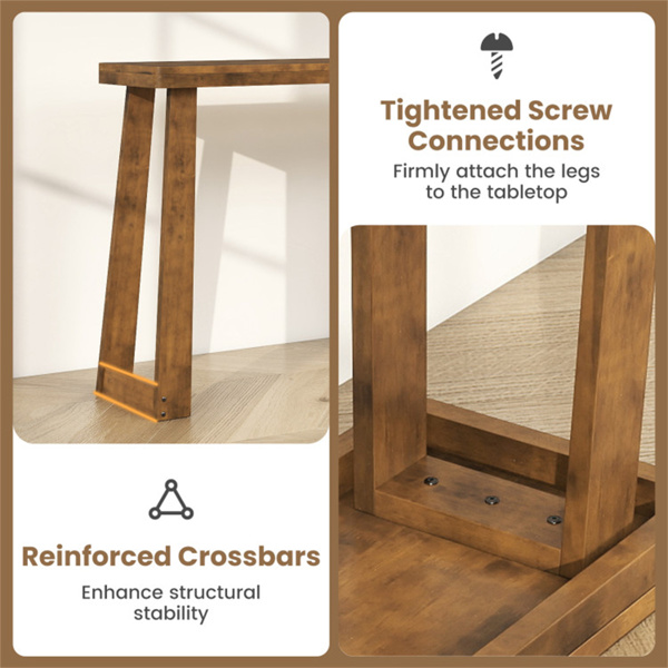黑色实心橡胶木窄控制台桌，43英寸节省空间的小走廊入口桌-7