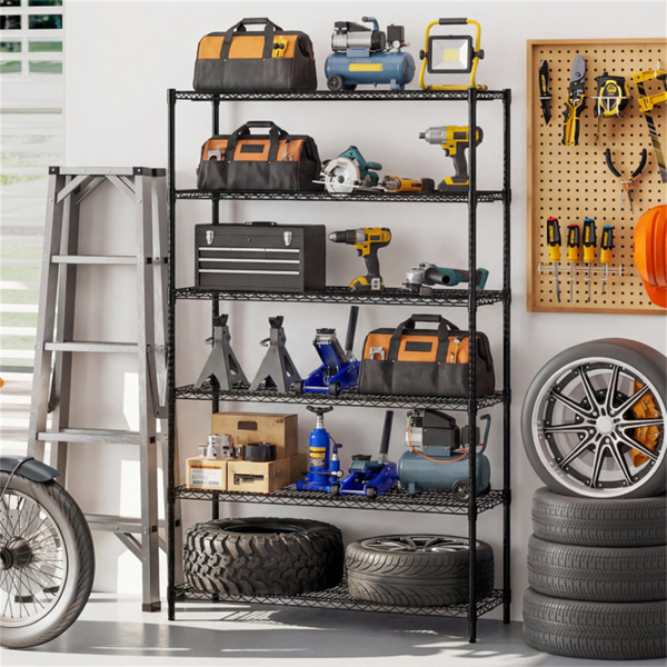 6层重型金属存储架，总容量4800磅可调实用机架-5