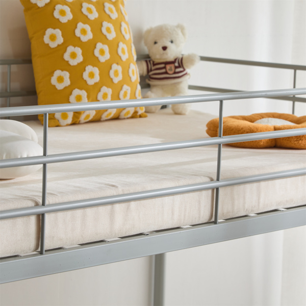 灰色 Twin 圆管双层矮床 护栏斜梯 铁床 美国-12