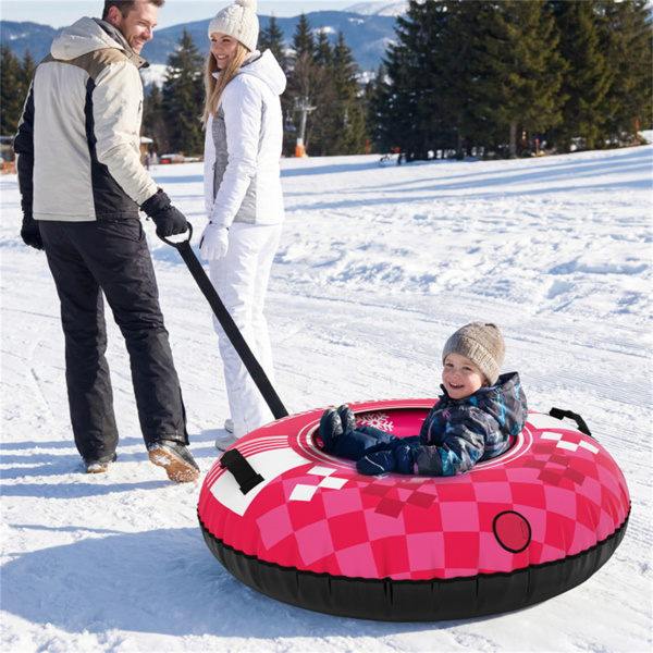 600D防水牛津布雪橇，加固手柄，成人儿童可拆卸牵引带-粉色-2