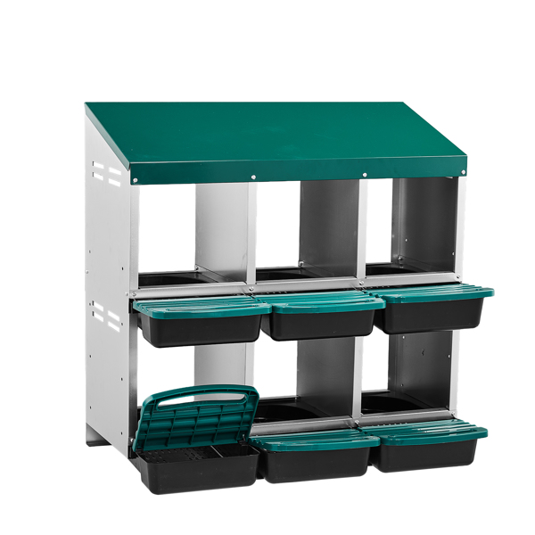 6隔间 80*52*96cm 斜顶房屋 绿色 带底脚 铁+塑料 喂食用品-3