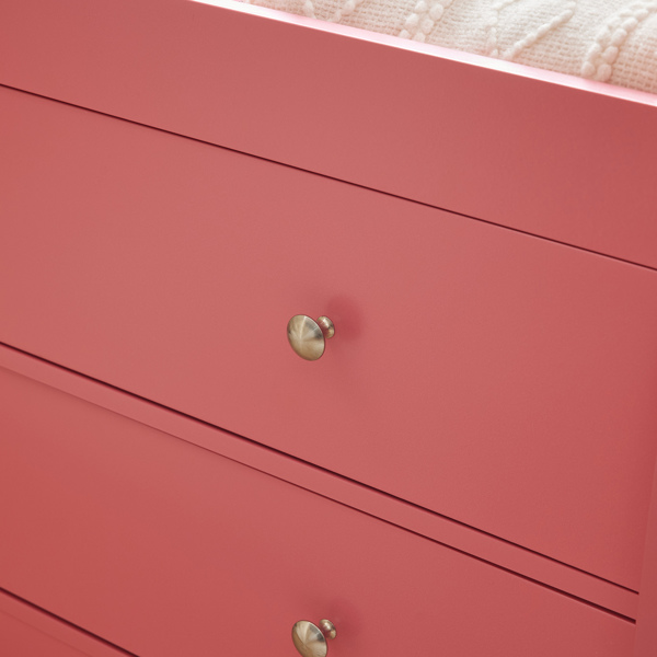 粉色 油漆面 密度板 三层抽屉  90.5*58*92cm 儿童木床 带安全带 换尿布台 婴儿-8