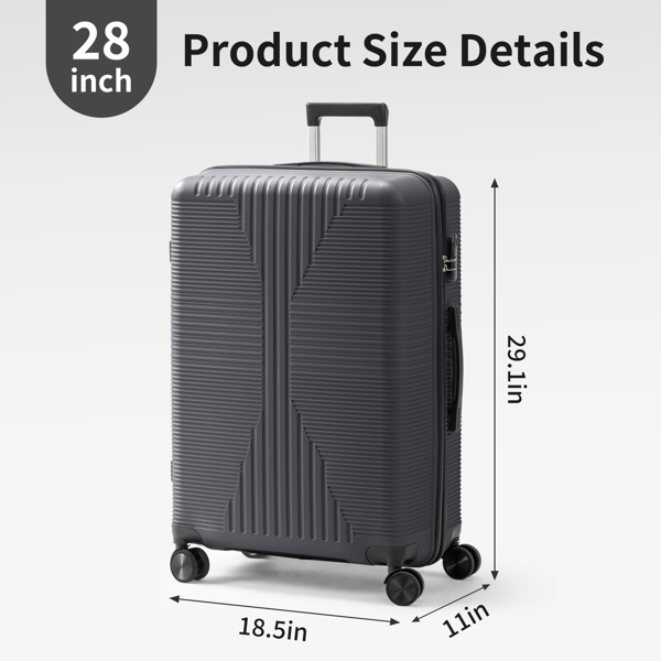 非TSA海关锁单个28寸 PP拉杆箱 28in PP 深灰色-16