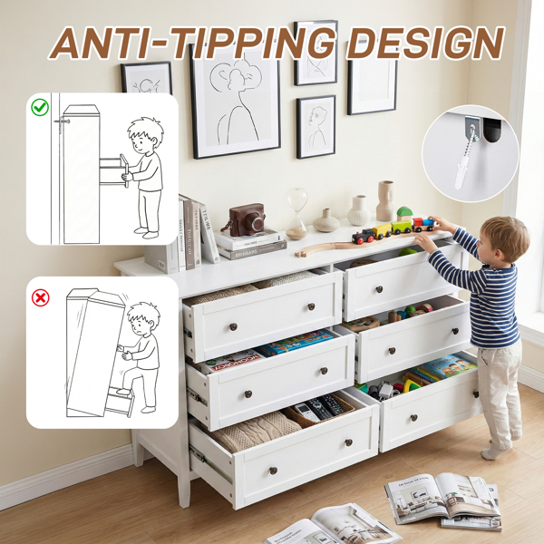 白色浮雕（SG014FD ） P2 刨花板+密度板 三胺 120*40*80cm 拼框 双排双把手六抽 抽屉柜-2