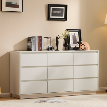 白色  P2刨花板  160*40*80cm 三层九抽 抽屉柜 现代 1pcs