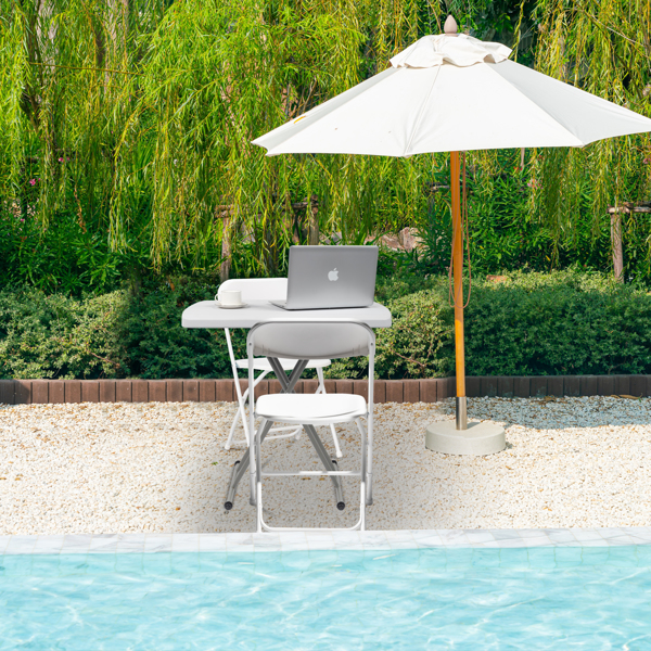 【替换59374361】30*20in 白色 可升降 庭院塑料折叠桌-26