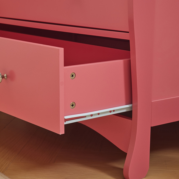 粉色 油漆面 密度板 三层抽屉  90.5*58*92cm 儿童木床 带安全带 换尿布台 婴儿-26