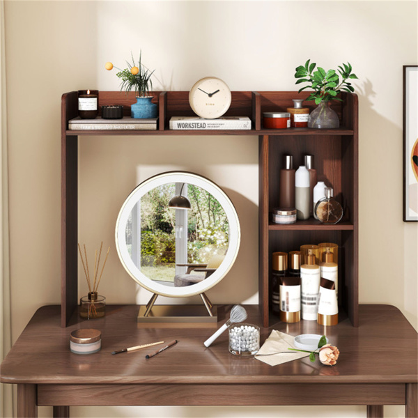 胡桃色桌面书架，适用于27英寸/68.58厘米显示器，93.98×25.40×73.66厘米工程木桌把手，带防倾倒套件，容量100磅-5