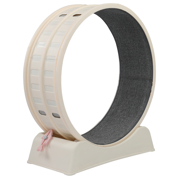 80*34*86CM 米白色 PP 轨道连接片组装 圆形配灰色地毯+1根逗猫棒 15kg 猫跑步机-5