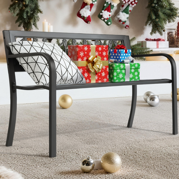 49in PVC郁金香靠背 黑色 铁长椅-16