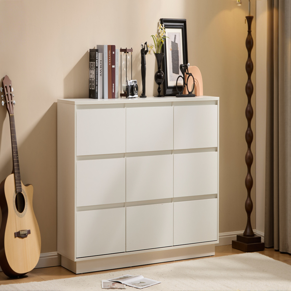 白色  P2刨花板  160*40*80cm 三层九抽 抽屉柜 现代 1pcs-2