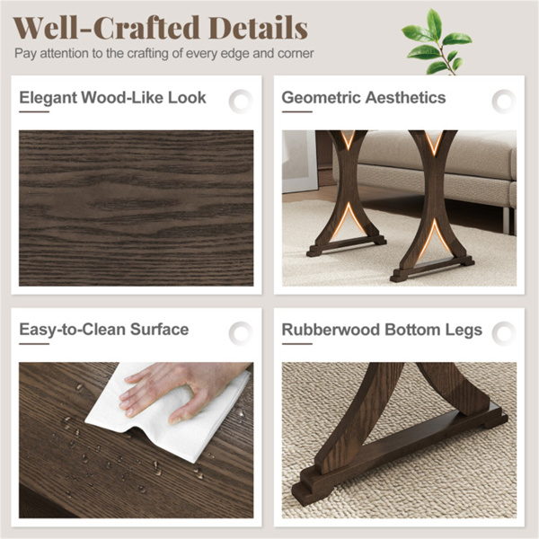 3件套嵌套咖啡桌，节省空间，客厅采用复古木纹饰面-8