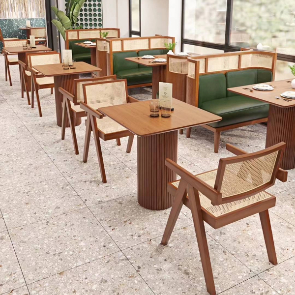 现代中世纪餐厅椅，藤条装饰椅，舒适扶手椅，带扶手的户外木椅，卧室、客厅、阅览室、餐厅厨房，棕色--不支持self pick up且不支持指定仓发货-12