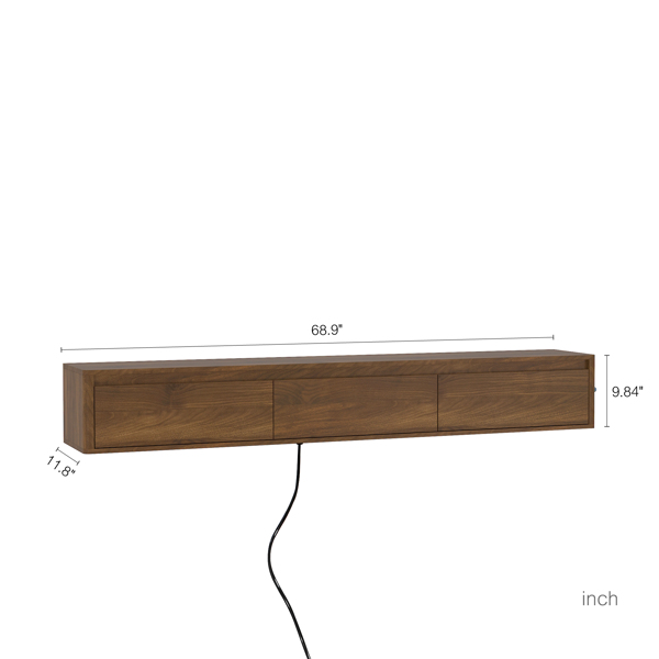 悬浮式电视柜，壁挂式电视架，带LED灯和电源插座，高光泽电视柜，适用于客厅木质电视架--不支持self-pick up且不支持指定仓库发货-3