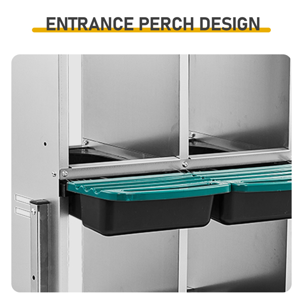 8隔间 106*52*79cm 斜顶房屋 绿色 铁+塑料 喂食用品-6