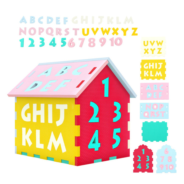3D益智游戏室儿童垫，30.48×26.67×31.75cm EVA泡沫联锁垫，字母数字匹配，多色-1