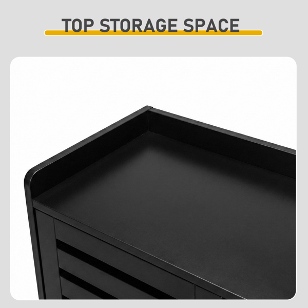 2门带5个开放格桌面带挡板 鞋柜 密度板 116*35.5*107cm 黑色-5