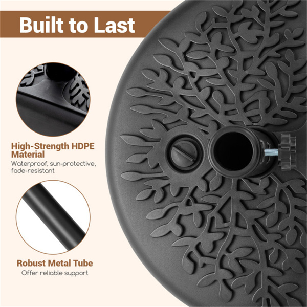 可重复充装的半圆露台伞底座，55磅混合填充容量，确保稳定性-6