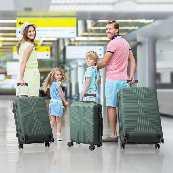 非TSA海关锁三合一 PP拉杆箱 20in 24in 28in PP 墨绿色-16