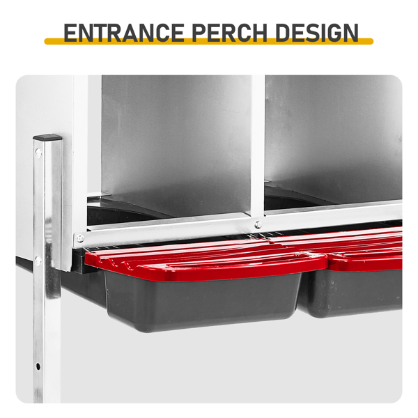 8隔间 106*52*79cm 斜顶房屋 红色 铁+塑料 喂食用品-6