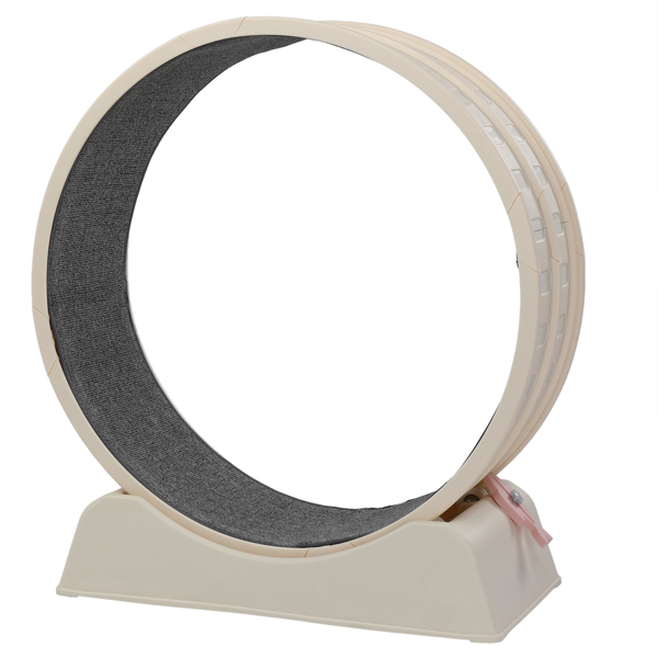 80*34*86CM 米白色 PP 轨道连接片组装 圆形配灰色地毯+1根逗猫棒 15kg 猫跑步机-13